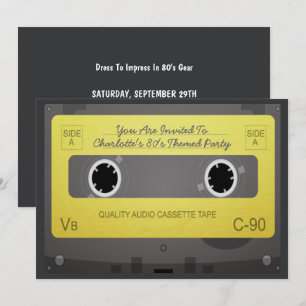 80-talets Stil Retro Music Tape Party Inbjudningar