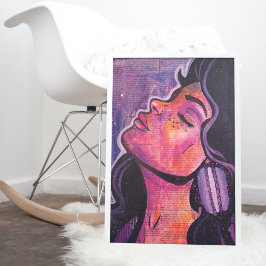 80-talets svart och Lila Hårtjärtfeminin-poppsfärg Poster