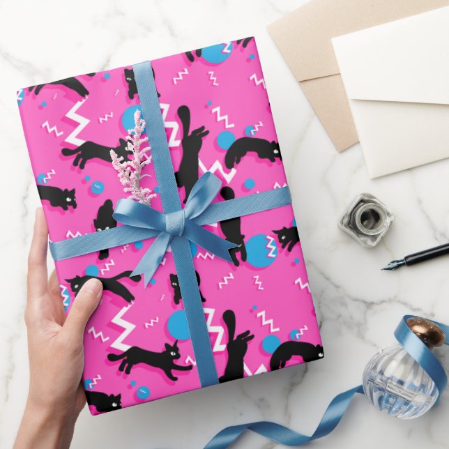 80-talets svart Rosa Geometric Memphis Mönster Presentpapper (Gifting)
