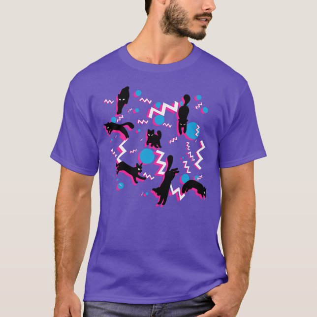 80-talets svart Rosa Geometric Memphis Mönster T Shirt (Framsida)