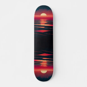 80-talets synthwave Red Sea and Vintage Sunset Mini Skateboard Bräda 18,5 Cm