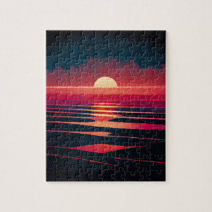 80-talets synthwave Red Sea and Vintage Sunset Pussel