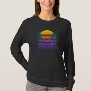 80-talets Vaporwave Handflatan Träd, sommar Vibes T Shirt