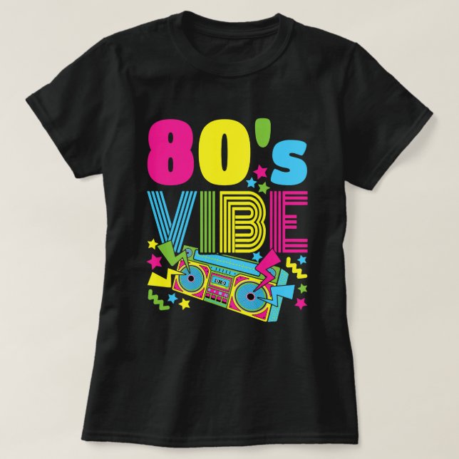 80-talets Vibe 1980-talets 80-talsteknisk konst fö T Shirt (Design framsida)