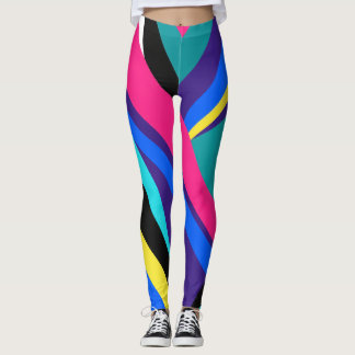 80-tals 90-tals Retro Neonvåg Färgblock Leggings