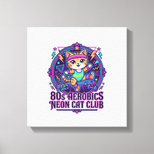 80-tals Aerobics Neon Katt Rolig Kattälskare Desig Canvastryck