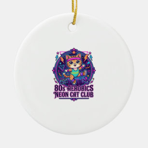 80-tals Aerobics Neon Katt Rolig Kattälskare Desig Julgransprydnad Keramik