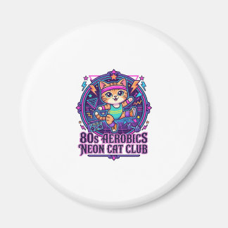 80-tals Aerobics Neon Katt Rolig Kattälskare Desig Magnet