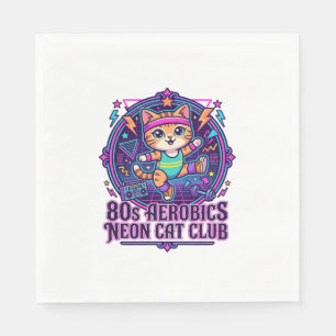 80-tals Aerobics Neon Katt Rolig Kattälskare Desig Pappersservett