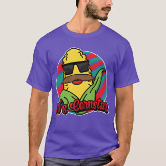 80-tals Cornstar Åttiotalet Roligt Moustache Majs  T Shirt