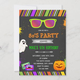 80-tals Halloween födelsedagsfest inbjudan