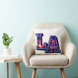 80-tals Kalifornien stil neon LA typografi konst Kudde