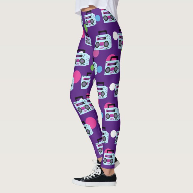 80-tals kostym Halloween prickar lila Leggings (Vänster)