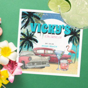 80-tals Miami Beach   Födelsedagsfest Pappersservett