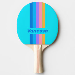 80-tals Neon Ocean Himmels Pin Streckad med Namn Pingisracket