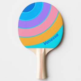 80-tals Neon Ocean Himmelscirkel Rand med Namn Pingisracket