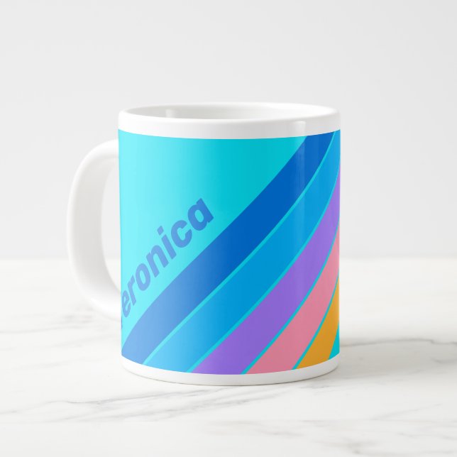 80-tals Neon Ocean Himmelsränder med Namn Jumbo Mugg (Framsida vänster)