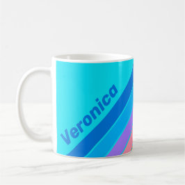 80-tals Neon Ocean Himmelsränder med Namn Kaffemugg