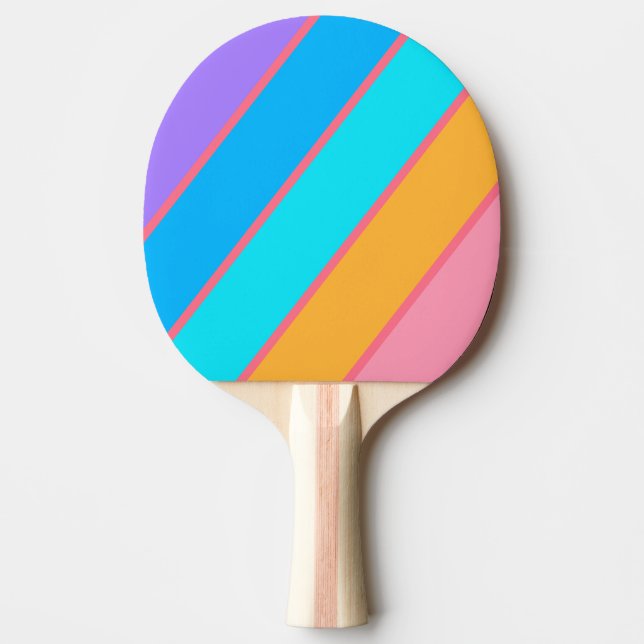 80-tals Neon Soluppgång Djärva Ränder Pingisracket (Framsidan)