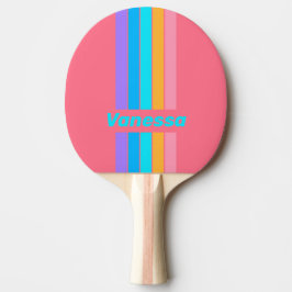 80-tals Neon Soluppgång Pin Streckad med Namn Pingisracket