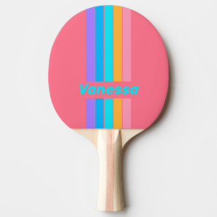 80-tals Neon Soluppgång Pin Streckad med Namn Pingisracket