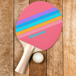 80-tals Neon Soluppgång Randig med Namn Pingisracket