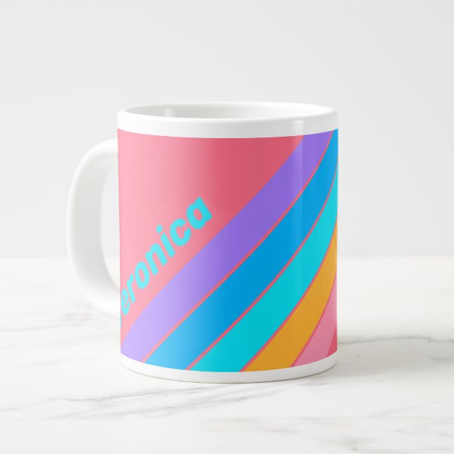 80-tals Neon Soluppgångsrandiga med Namn Jumbo Mugg (Framsida vänster)