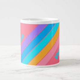 80-tals Neon Soluppgångsrandiga med Namn Jumbo Mugg