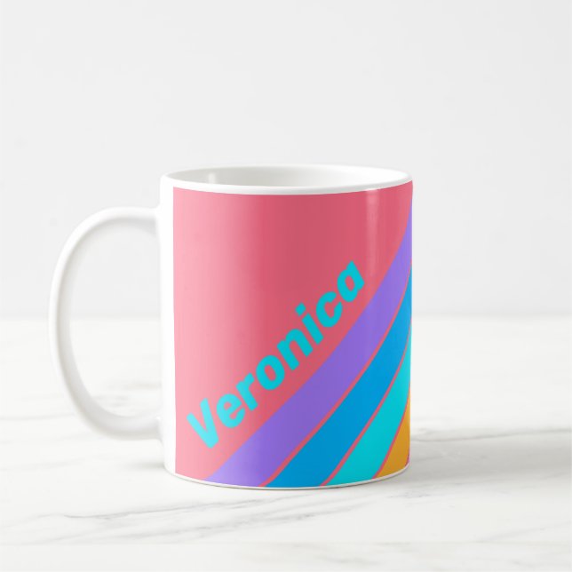 80-tals Neon Soluppgångsrandiga med Namn Kaffemugg (Vänster)