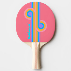 80-tals Neon Sunrise Loop med namn Pingisracket