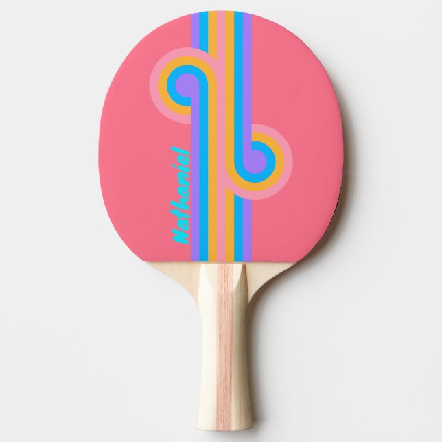 80-tals Neon Sunrise Loop med namn Pingisracket (Framsidan)