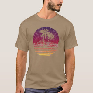 80-tals Outrun Solnedgång Palmträd Silhuett Origin T Shirt