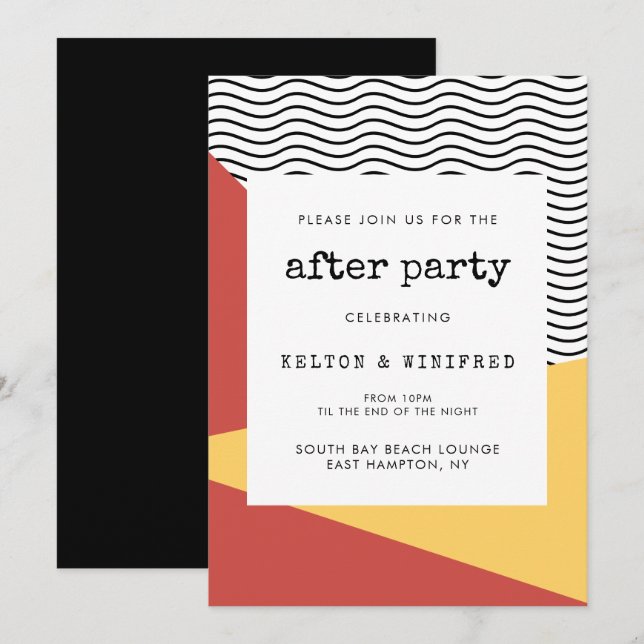 80-tals Popkonst Memphis-stil after party Inbjudningar (Fram/baksida)