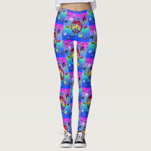 80-TALS RETRO GAMMAL SKOLKASSETTBAND LEGGINGS