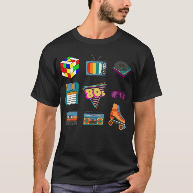 80-tals Retro Mode Nostalgisk Kultur Disco Musik D T Shirt (Framsida)