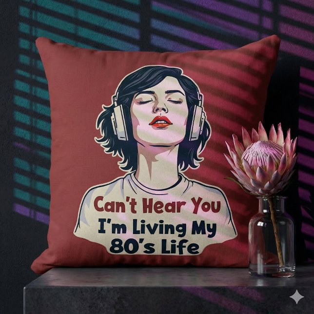 80-tals Retro Nostalgisk Musikälskare Throwback-de Kudde (80s Retro Nostalgic Music Lover Throwback Design Throw Pillow Mockup B)