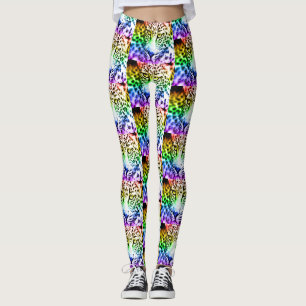 80-tals Retro Regnbåge Leopard Leggings