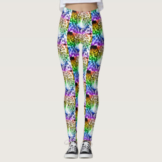 80-tals Retro Regnbåge Leopard Leggings