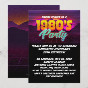80-tals Retro Solnedgång 80-års Födelsedagsfest Inbjudningar