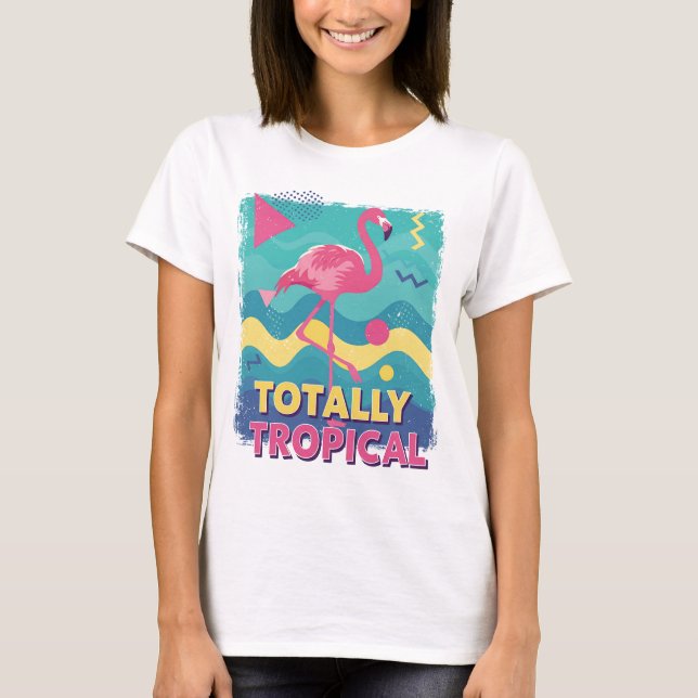80-tals Retro Tropisk Flamingo T Shirt (Framsida)