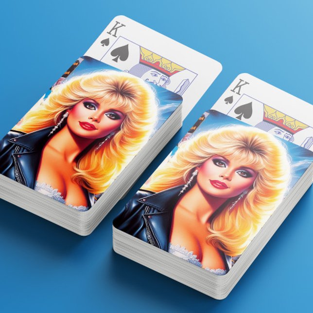 80-tals Retrowave Kvinna Casinokort (Skapare uppladdad)