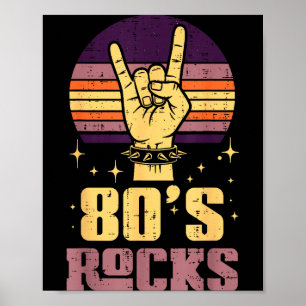 80-tals Rock Rocker Hand Vintage Punk Metal Musik Poster