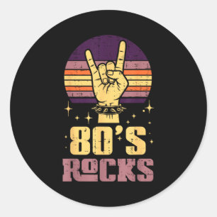 80-tals Rock Rocker Hand Vintage Punk Metal Musik Runt Klistermärke
