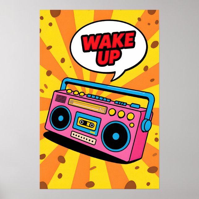 80-tals Rosa Kassett  Pop Art Poster (Framsidan)