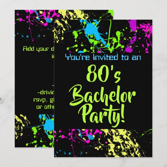 80-tals Sängkammarparty Inbjudningar (Fram/baksida)