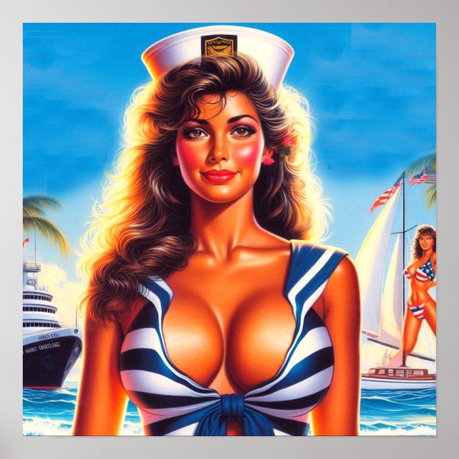 80-tals sjöman pinup poster (Framsidan)