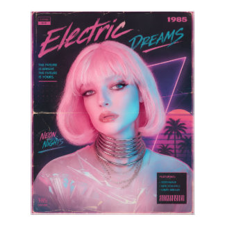 80-talsestetik Synthwave Rosa Fototryck