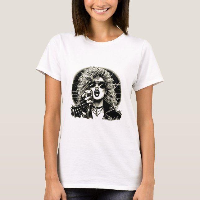 80-talsillustration av Rocker-chickens kvinnliga s T Shirt (Framsida)