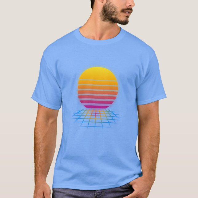 80-talSynthwave solnedgång T Shirt (Framsida)