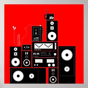 80-talVINTAGEAUDIO UTRUSTAR OMVÄND" affischkonst Poster